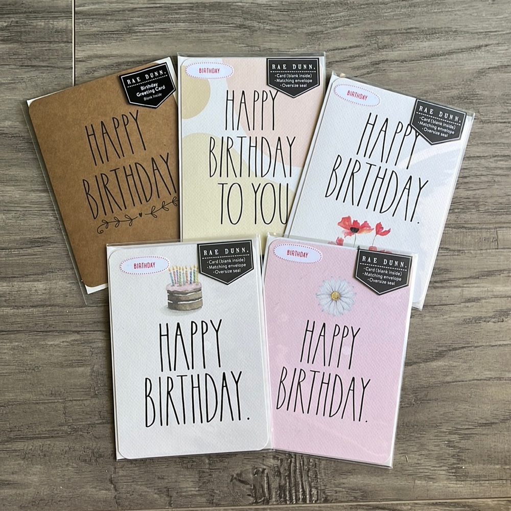 Bundle of 5 NEW Rae Dunn Birthday Cards!
